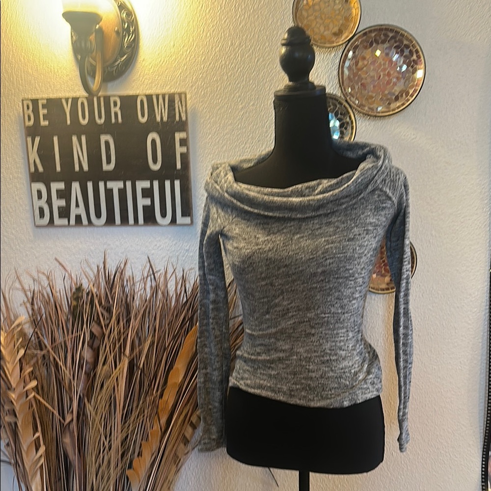 Guess Heather Gray Cowl Neck Sweater